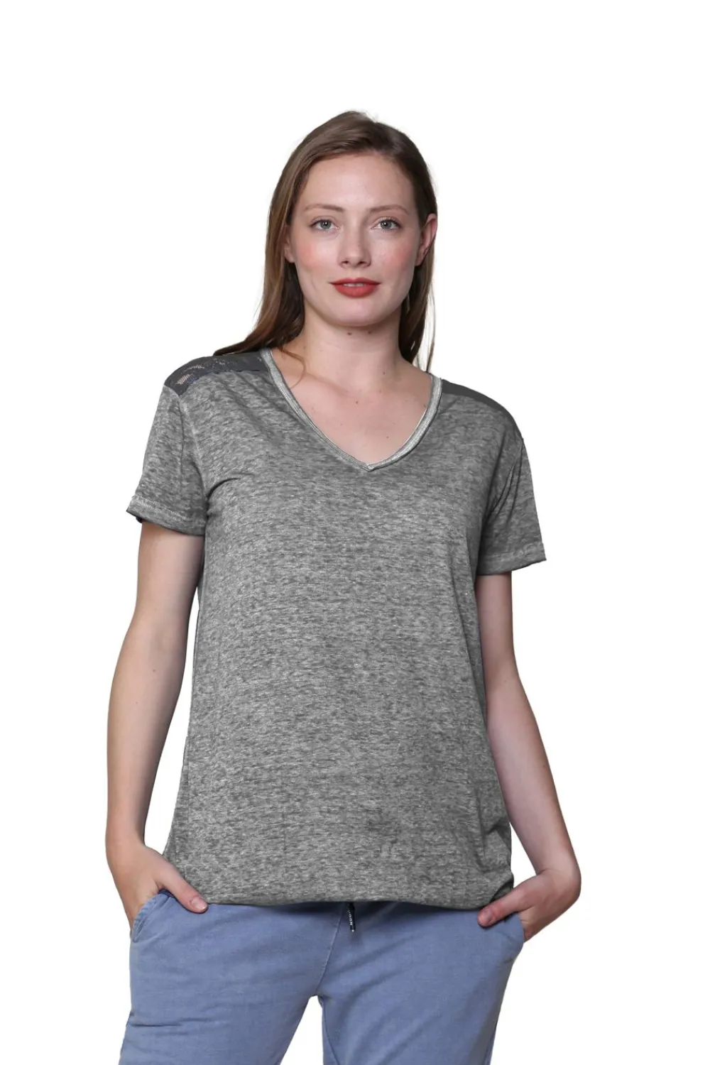 La Cera™ Top De Punto Suave Y Flexible Con Cuello En V