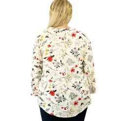La Cera™ Top De Rayon Estampado Con Frente Plisado - Tallas Grandes