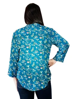 La Cera™ Top De Rayon Estampado Con Frente Plisado