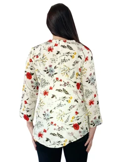 La Cera™ Top De Rayon Estampado Con Frente Plisado