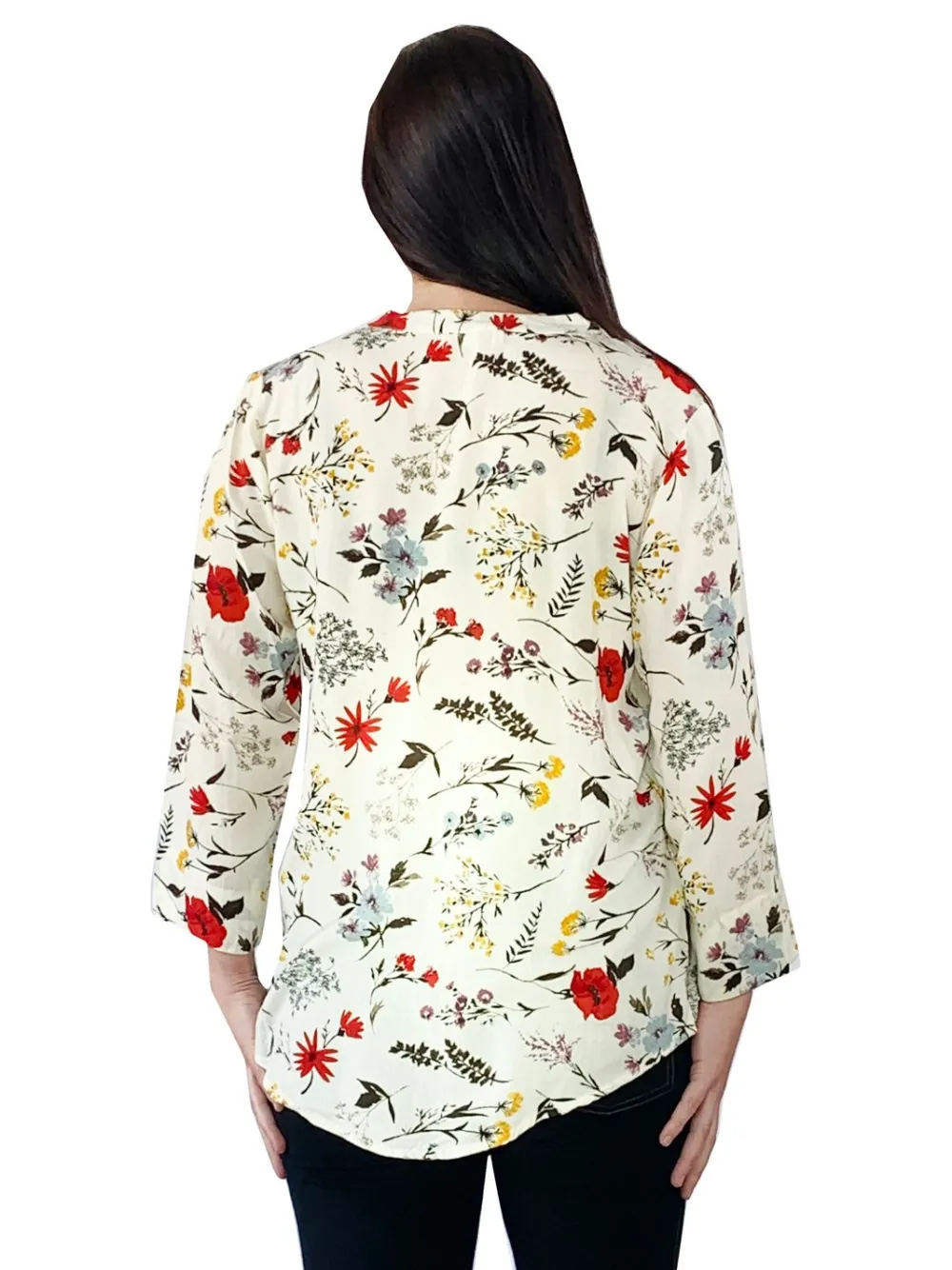 La Cera™ Top De Rayon Estampado Con Frente Plisado