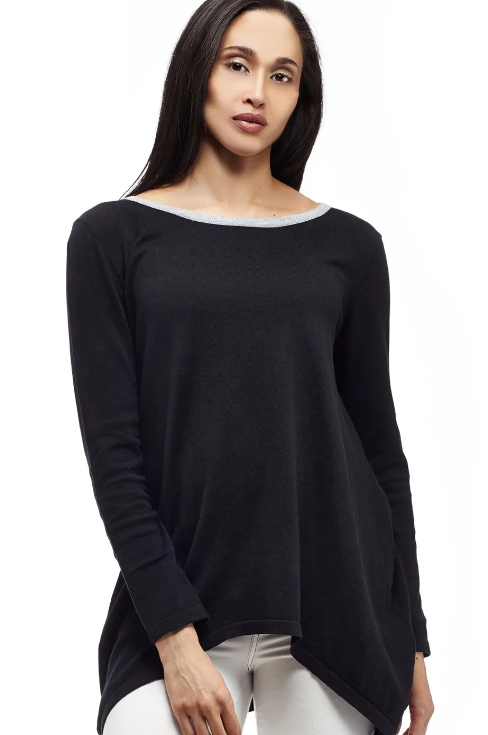 La Cera™ Top Estilo Jersey Con Cuello Redondo La Cera