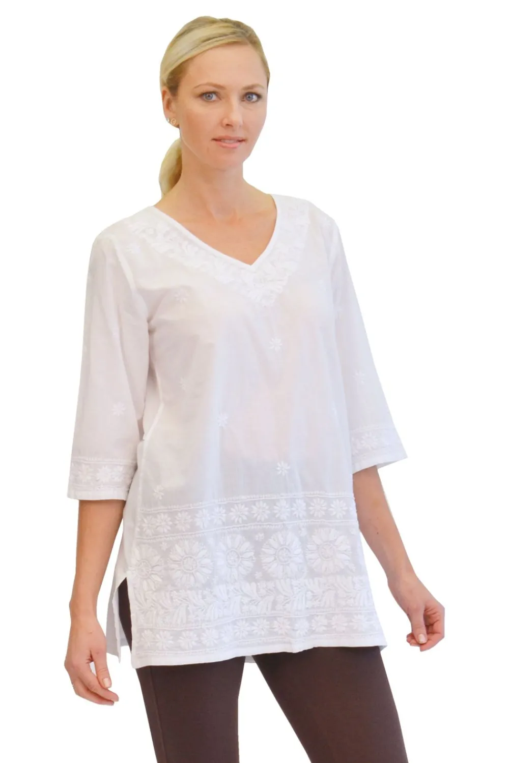 La Cera™ Top Kurta Bordado De La Cera