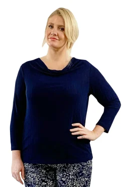 La Cera™ Top Liso Con Cuello Vuelto La Cera De Talla Grande
