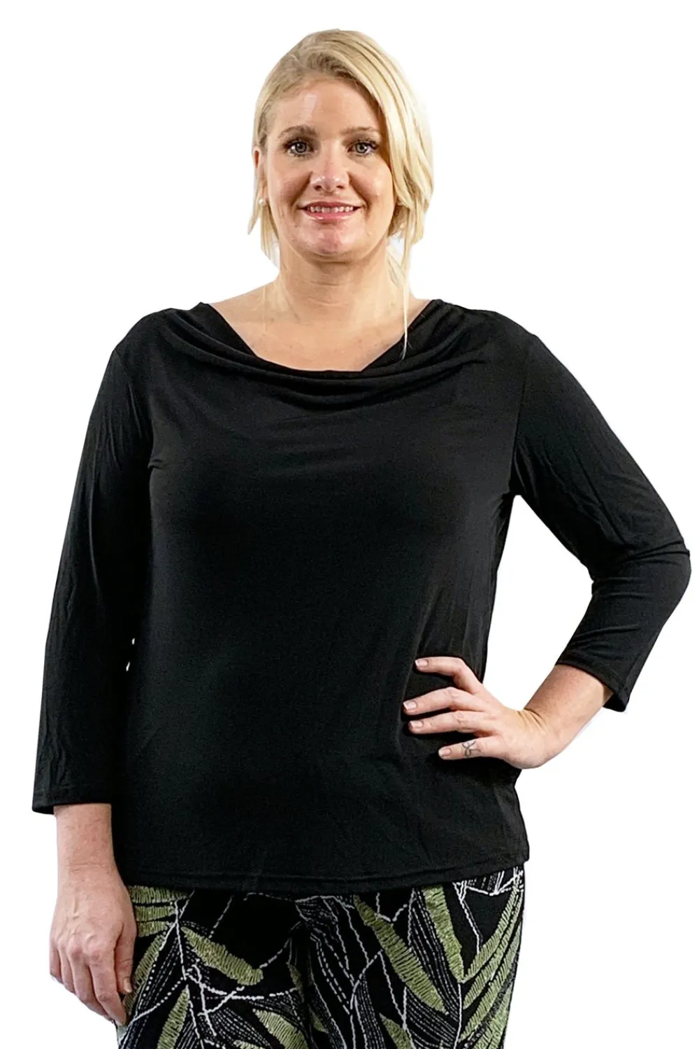 La Cera™ Top Liso Con Cuello Vuelto La Cera De Talla Grande