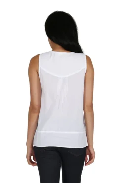 La Cera™ Top Sin Mangas Bordado Blanco La Cera