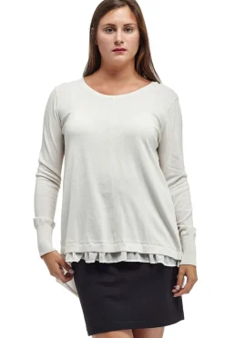 La Cera™ Top Tipo Jersey Con Cuello Redondo Y Espalda De Georgette La Cera