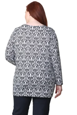 La Cera™ Top Tipo Jersey Con Estampado Barroco La Cera - Talla Grande