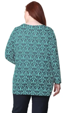 La Cera™ Top Tipo Jersey Con Estampado Barroco La Cera - Talla Grande