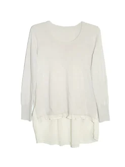 La Cera™ Top Tipo Sueter Con Cuello Redondo Y Espalda De Georgette La Cera Tall