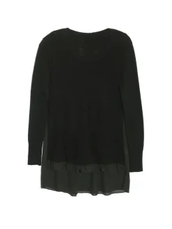 La Cera™ Top Tipo Sueter Con Cuello Redondo Y Espalda De Georgette La Cera Tall