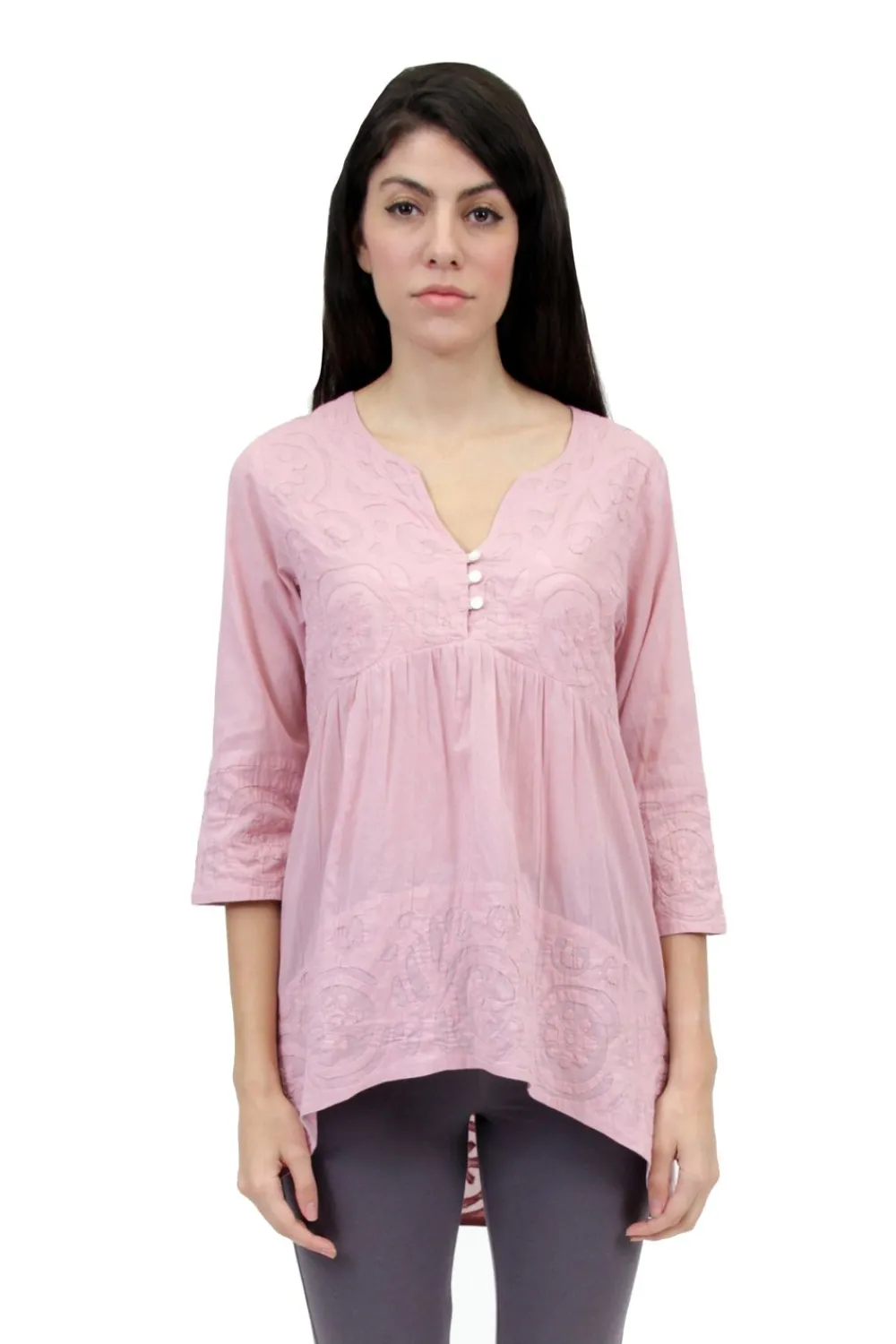 La Cera™ Top Tipo Tunica Con Apliques Ribeteados De La Cera