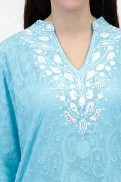 La Cera™ Top Tipo Tunica Con Bordado Floral De La Cera