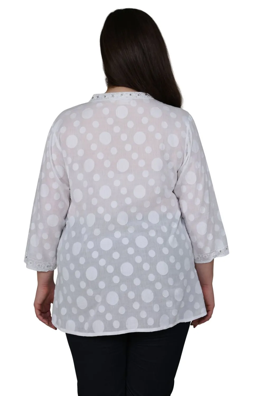 La Cera™ Top Tipo Tunica Con Bordado Floral De Talla Grande