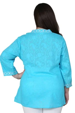 La Cera™ Top Tipo Tunica Con Bordado Floral De Talla Grande