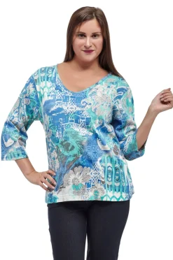 La Cera™ Top Tipo Tunica Con Estampado Multicolor De La Cera