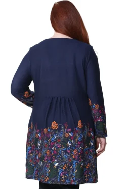 La Cera™ Top Tipo Tunica Tipo Jersey Floral La Cera - Talla Grande