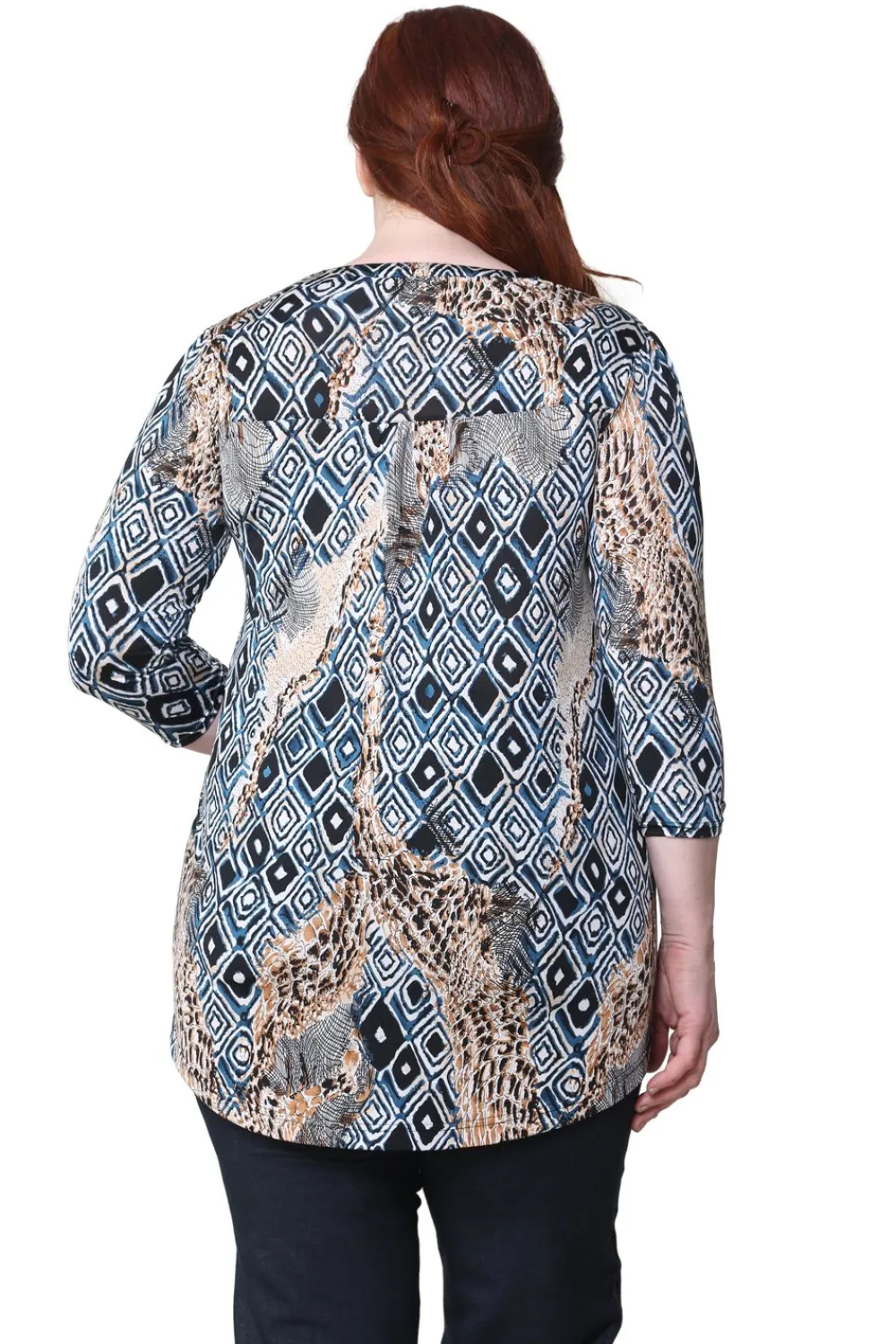 La Cera™ Tunica Con Estampado Batik La Cera Malabar Talla Grande