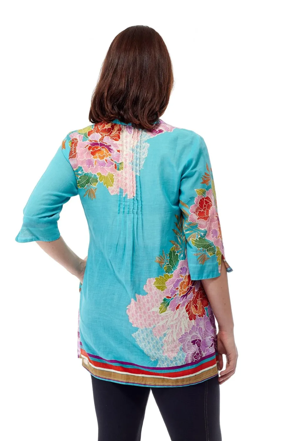 La Cera™ Tunica Con Estampado De Borde Floral Y Pliegues De Liberacion