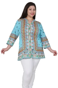 La Cera™ Tunica Con Estampado De Borde De Mosaico De Talla Grande