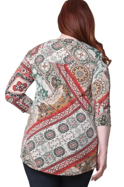 La Cera™ Tunica Con Estampado De Cachemira Persa La Cera Talla Grande