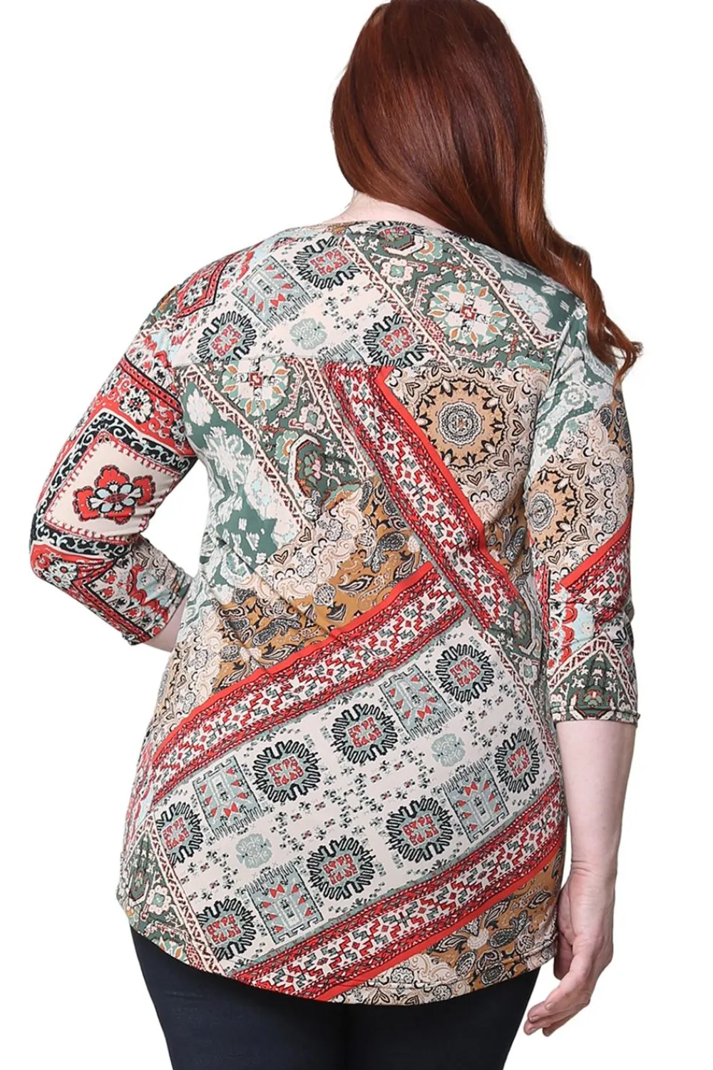 La Cera™ Tunica Con Estampado De Cachemira Persa La Cera Talla Grande