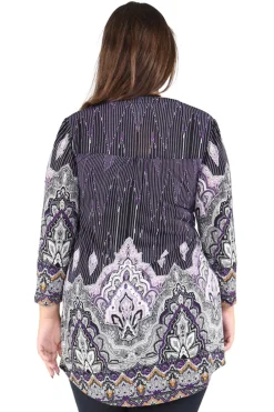 La Cera™ Tunica Con Estampado De Cachemira La Cera Empire Talla Grande