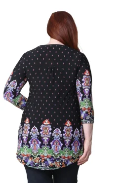 La Cera™ Tunica Con Estampado De Cachemira Renacentista La Cera Talla Grande