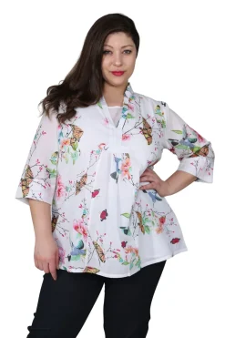 La Cera™ Tunica Con Estampado De Colibri/Mariposa De Talla Grande