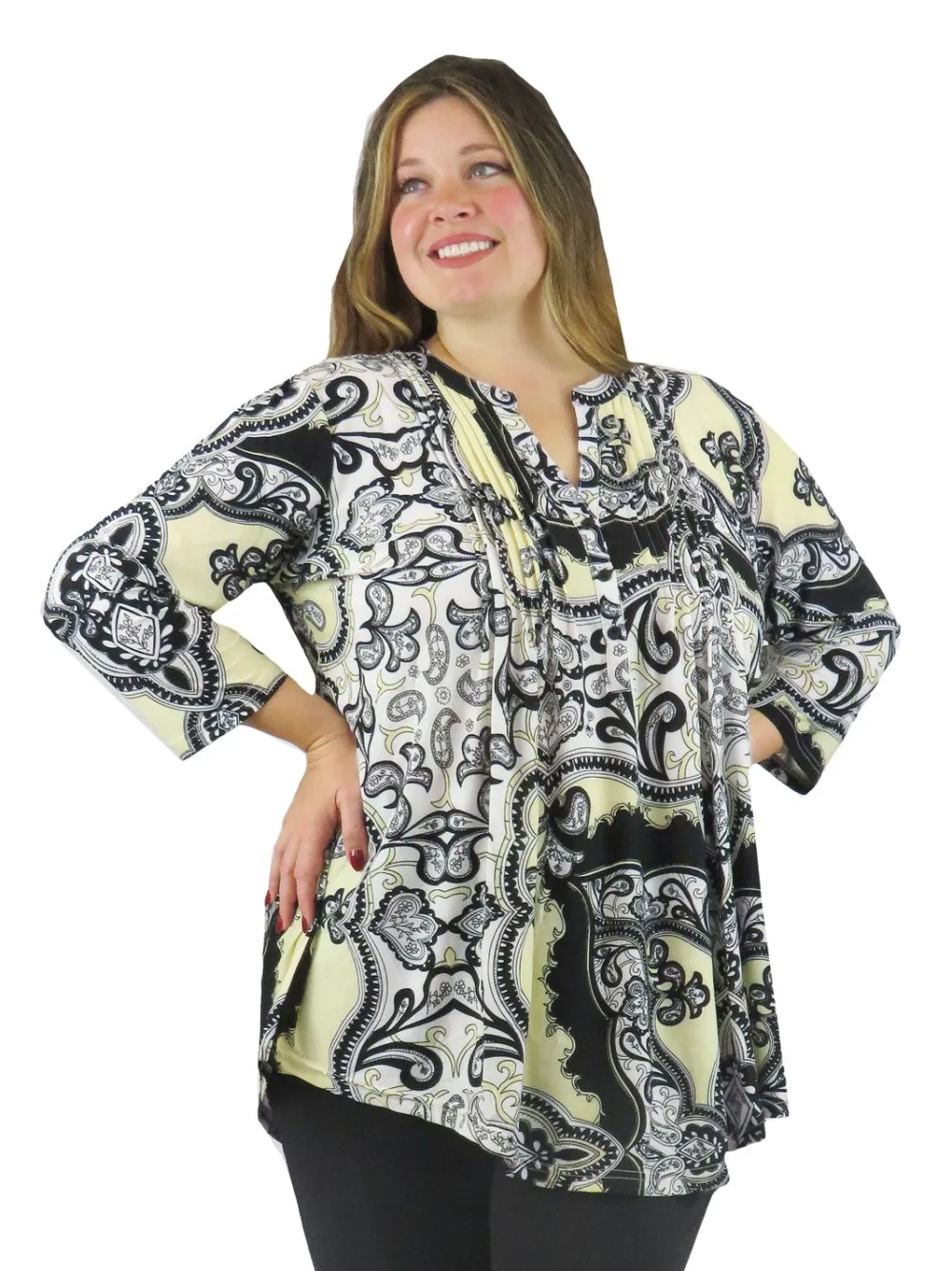 La Cera™ Tunica Con Estampado De Cachemira La Cera Park Talla Grande