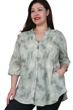 La Cera™ Tunica Con Estampado De Helecho De Talla Grande