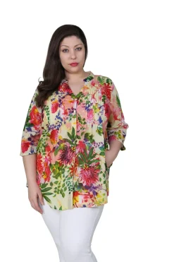 La Cera™ Tunica Con Estampado De Jardin Tropical De Talla Grande