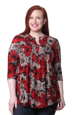 La Cera™ Tunica Con Estampado De Rosas De Medianoche La Cera Talla Grande