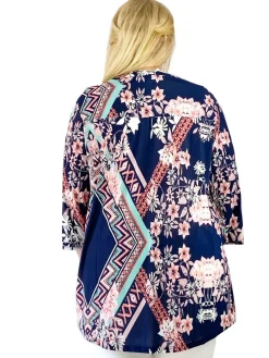 La Cera™ Tunica Con Estampado Decorativo La Cera Key West De Talla Grande