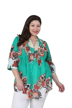 La Cera™ Tunica Con Estampado Floral Pop Art De Talla Grande