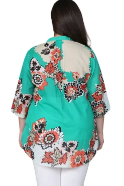 La Cera™ Tunica Con Estampado Floral Pop Art De Talla Grande
