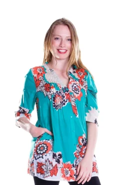 La Cera™ Tunica Con Estampado Floral Pop Art