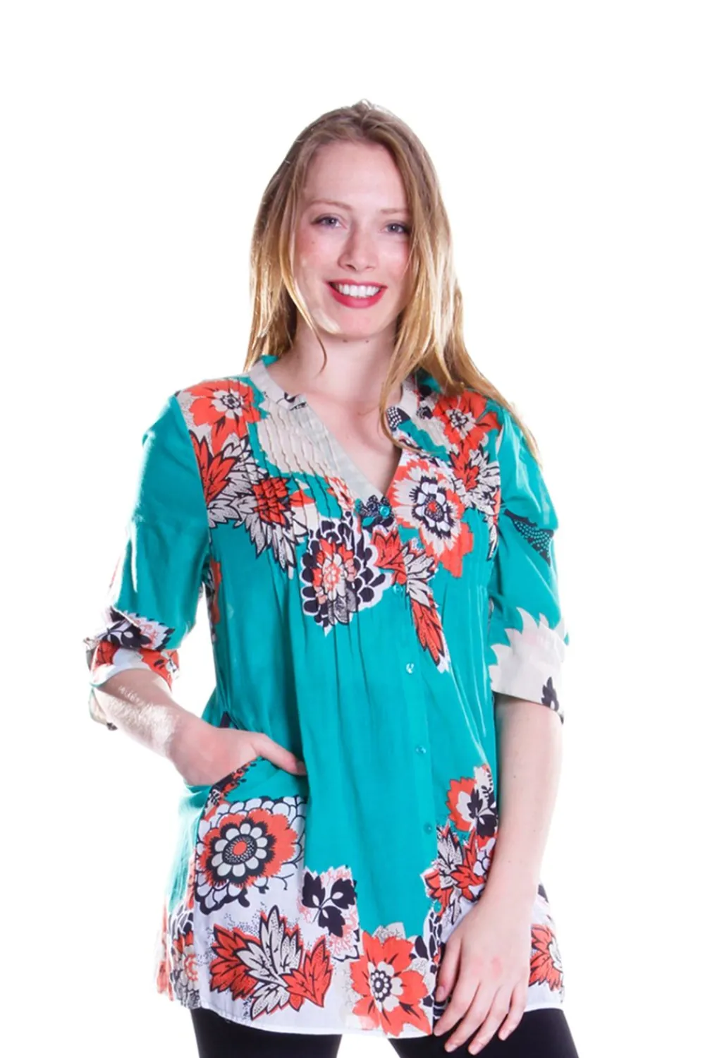 La Cera™ Tunica Con Estampado Floral Pop Art