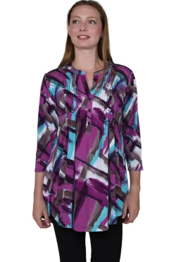 La Cera™ Tunica Con Estampado Geometrico Y Frente Plisado De La Cera