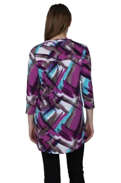 La Cera™ Tunica Con Estampado Geometrico Y Frente Plisado De La Cera