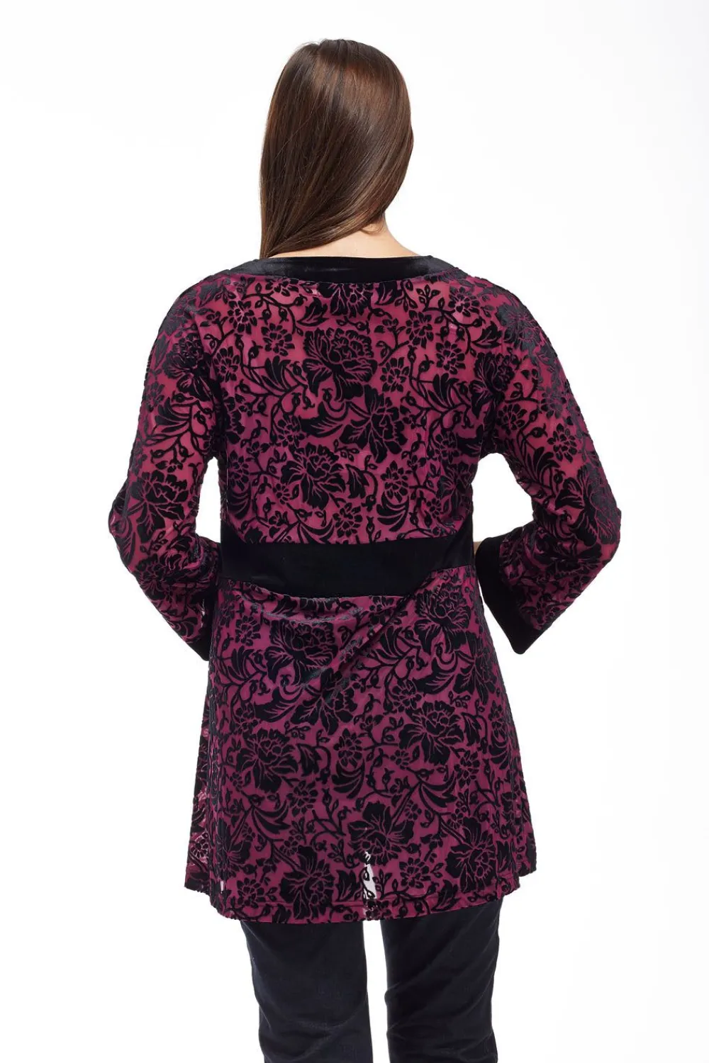 La Cera™ Tunica Con Ribetes De Jacquard Desgastado De Terciopelo