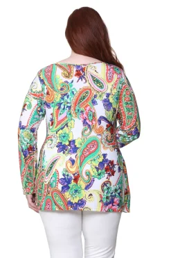 La Cera™ Tunica Cruzada Con Estampado De Cachemira - Talla Grande