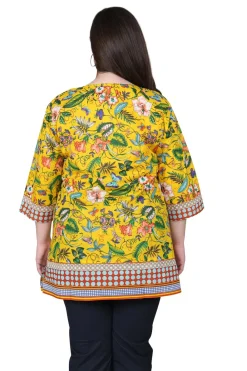 La Cera™ Tunica De Tecnicas Mixtas Florales De Talla Grande