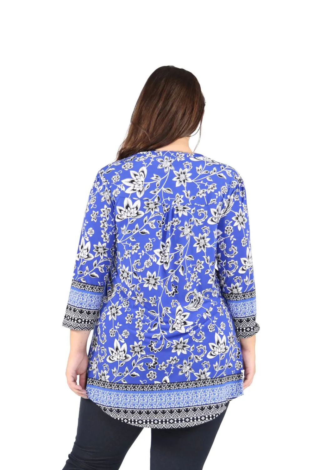 La Cera™ Tunica Estampada Con Frente Plisado Y Estampado De Borde La Cera De Ta
