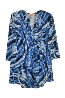La Cera™ Tunica Estampada Con Frente Plisado La Cera Talla Grande Tie-Dye