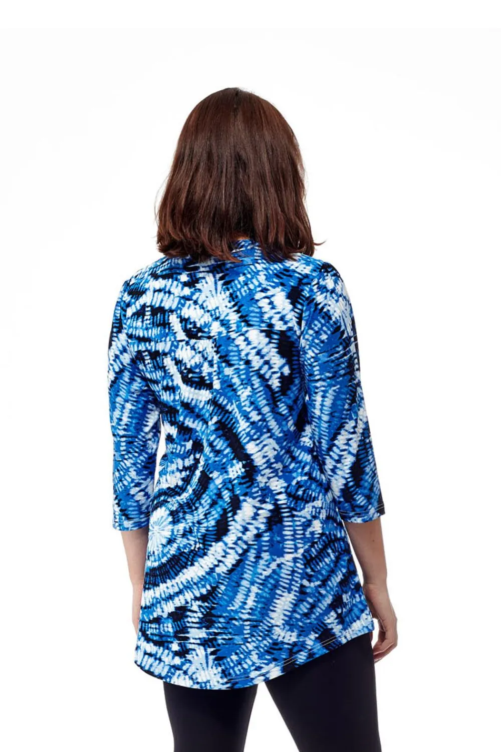 La Cera™ Tunica Estampada Con Frente Plisado La Cera Talla Grande Tie-Dye
