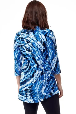 La Cera™ Tunica Estampada Con Frente Plisado La Cera Tie-Dye