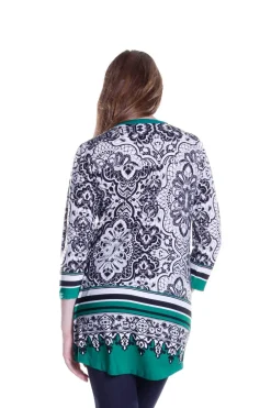La Cera™ Tunica Estampada Con Frente Plisado La Cera En Negro Y Verde