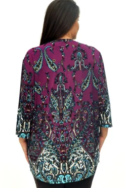 La Cera™ Tunica Estampada Con Frente Plisado La Cera De Talla Grande