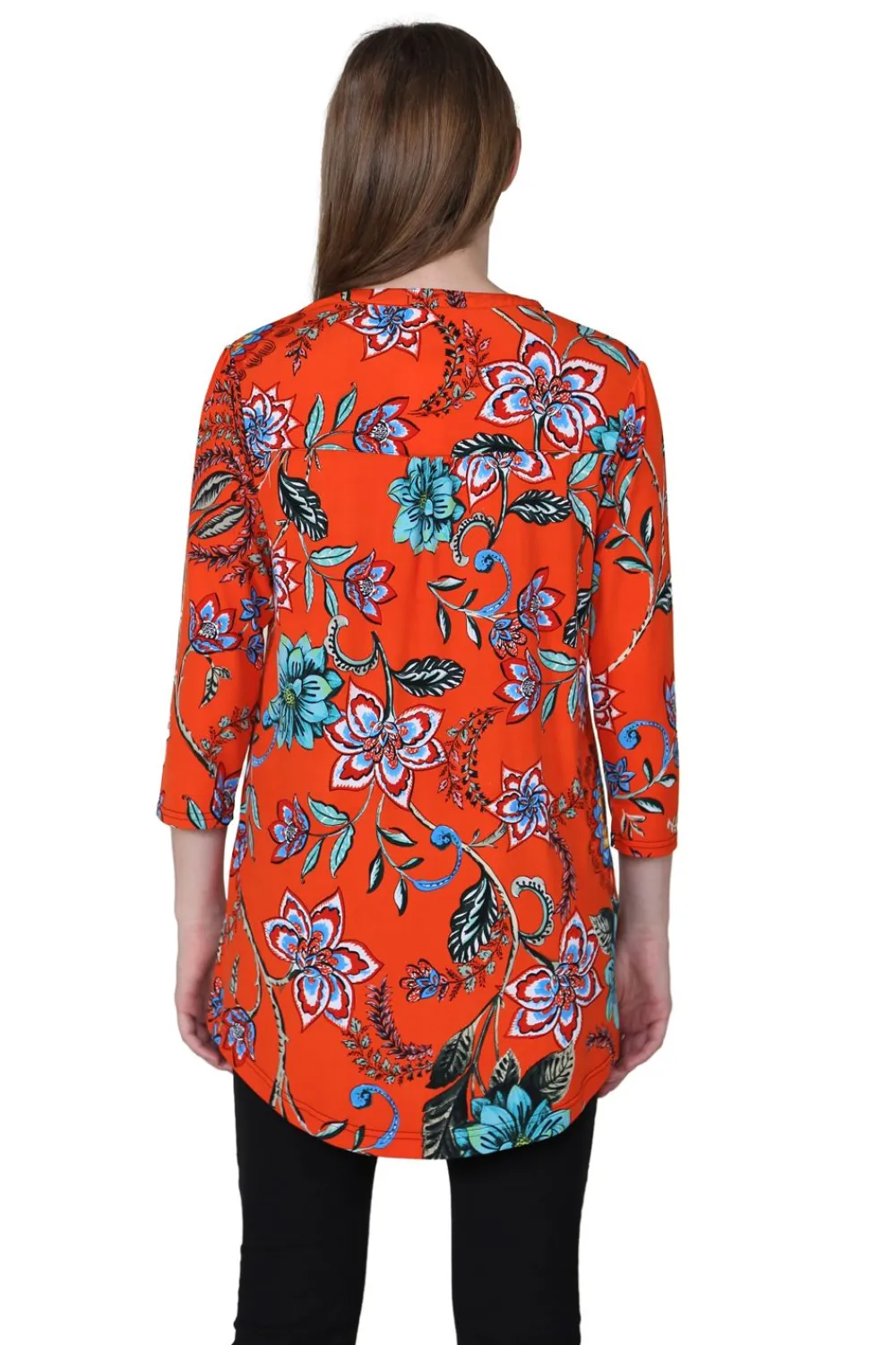 La Cera™ Tunica Mandarin Estampado Floral La Cera